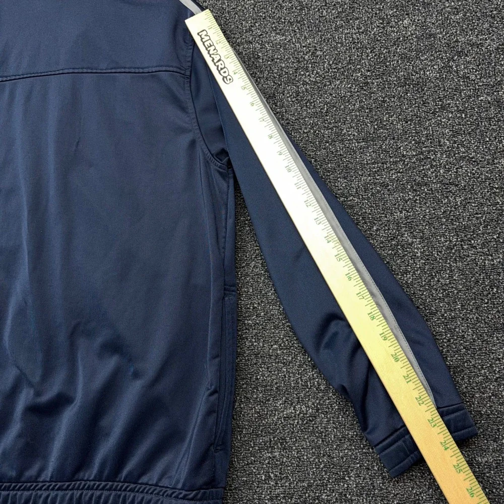 Starter Mens Track Jacket Navy Blue White Stripe Full Zip Mock Neck Size M